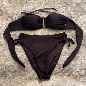 La vie en Rose high waisted black bandeau bikini size M EUC